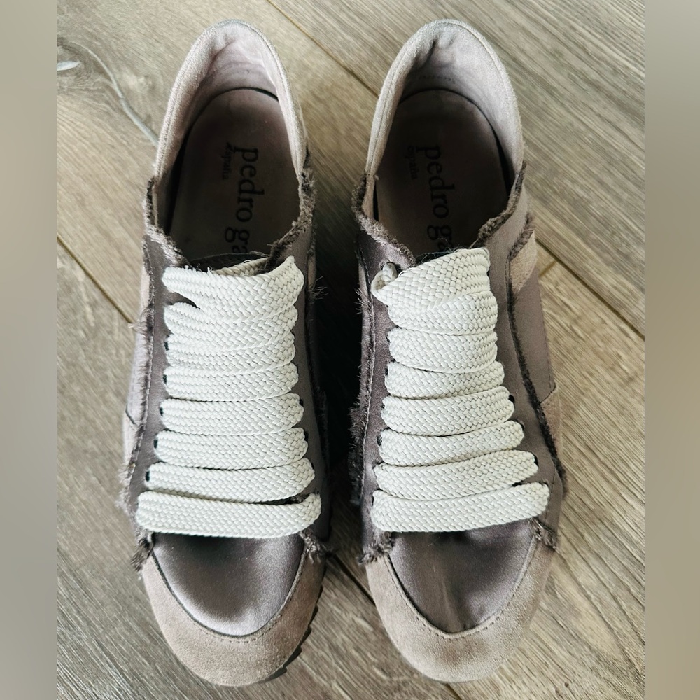 Pedro Garcia Cristina Satin Lace-Up Trainer Sneakers - Picture 2 of 8